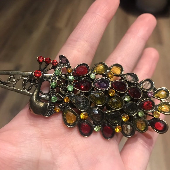 vintage hair clip (peacock pattern) - Picture 2 of 3